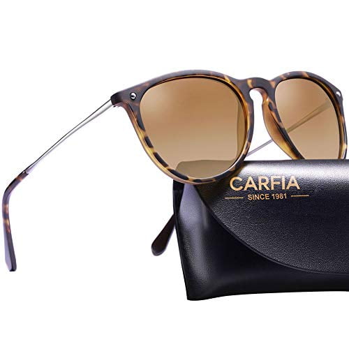 Carfia Retro Round Polarized Sunglasses for Women UV Protection Vintage Designer Style 